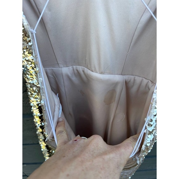 ASTR the Label Two‎ Way Flippy Gold Sequin Mini Dress w/ Spaghetti Straps sz XS - Picture 8 of 9